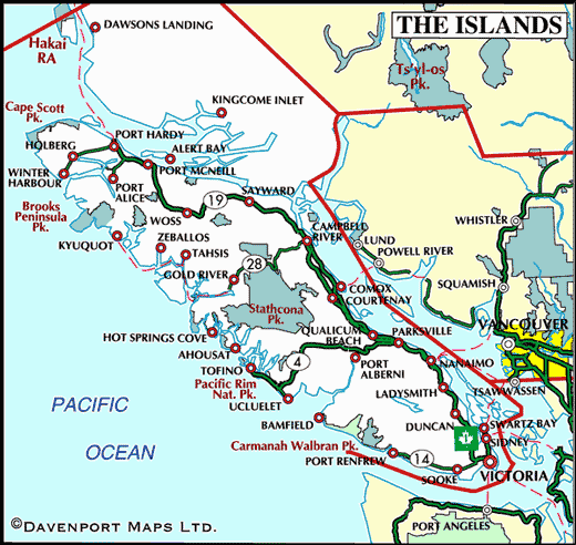Driving Map of Vancouver Island