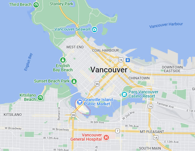 Map of Granville Island Vancouver Bc